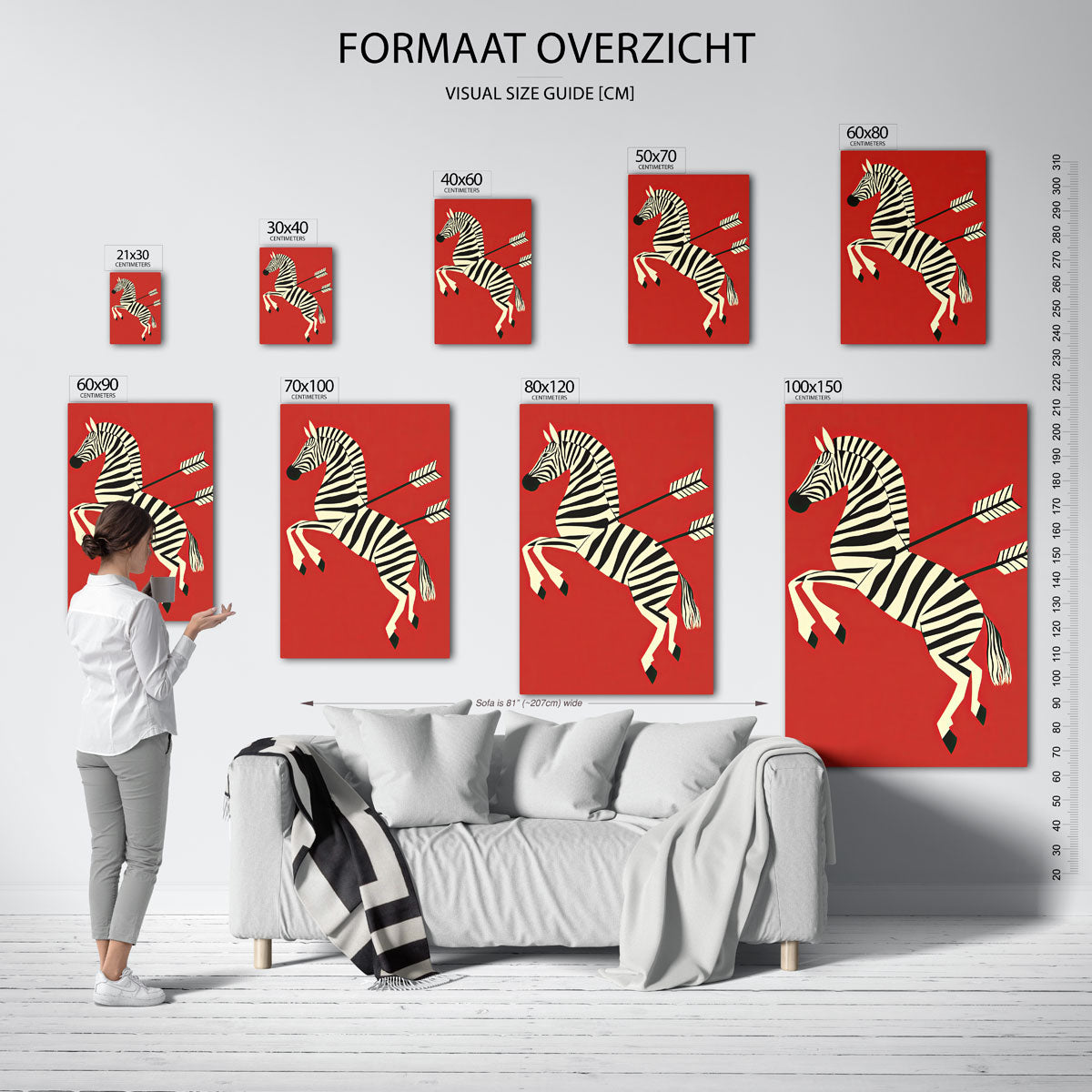 Zebra met pijlen Poster