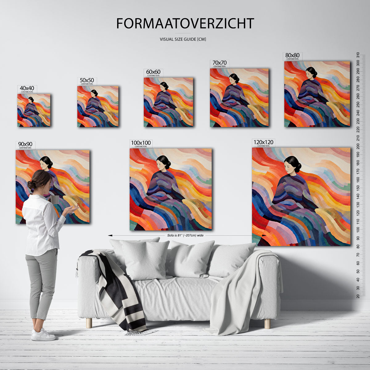 Vrouw met kleurrijke golven Poster
