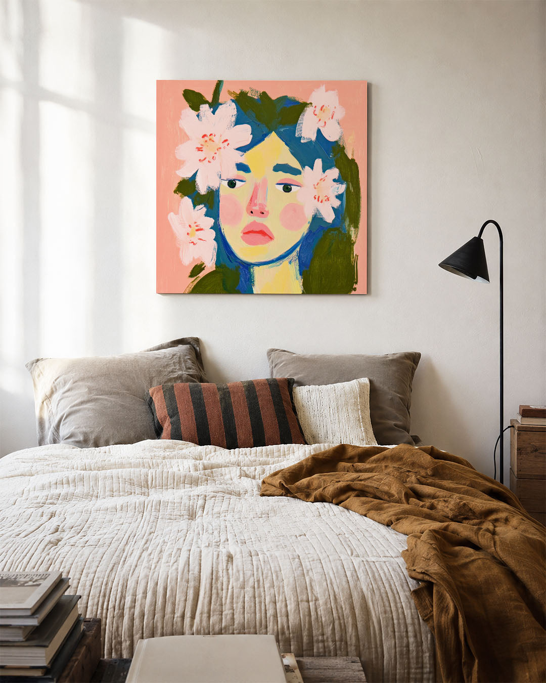 Dromerige bloemenportret Kunstwerk