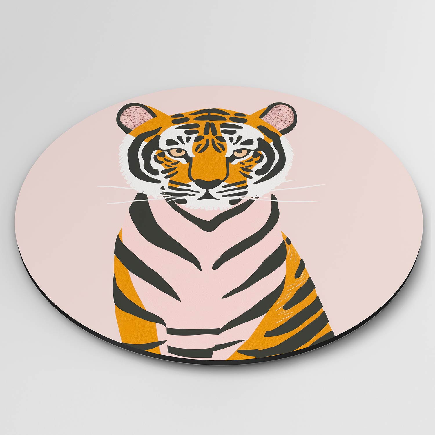 Tijger op roze Muurcirkel