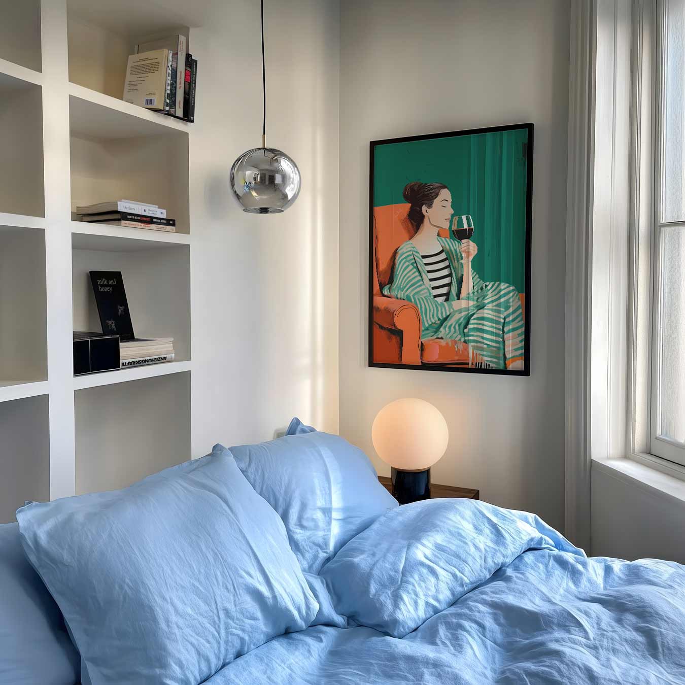 Verfijnde Ontspanning: Vrouw met Wijnglas Poster-WallArtistic
