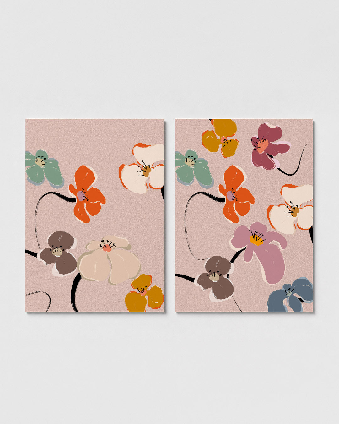 Bloemrijke lijnen Posterset