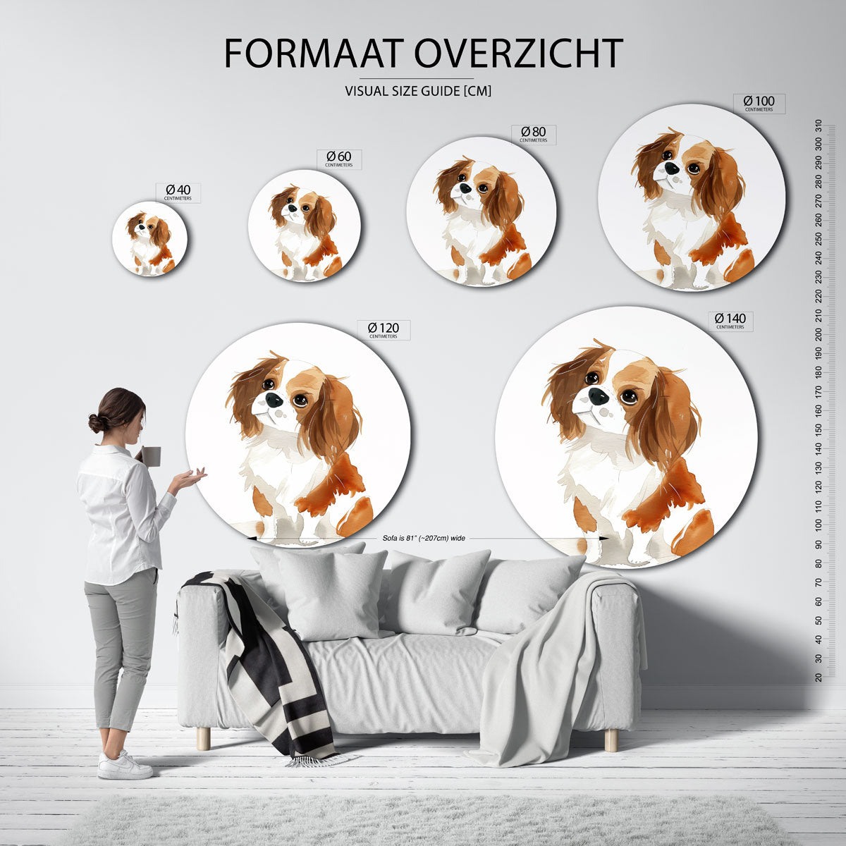 Hond met bruine vlekken Muurcirkel