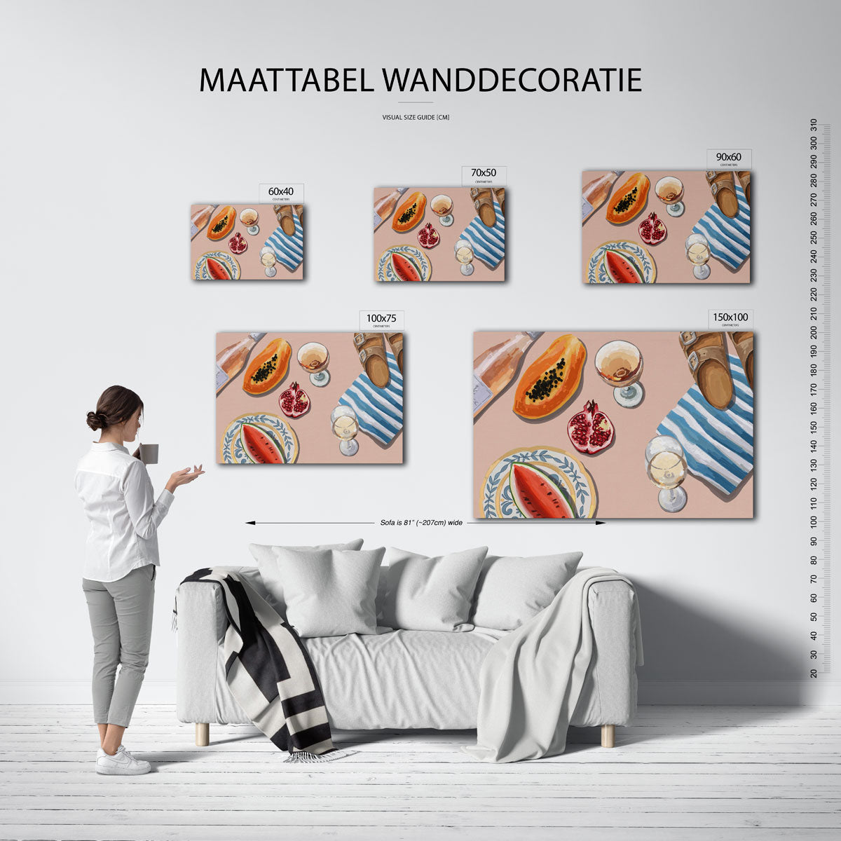 Fruit en drank compositie Kunstwerk