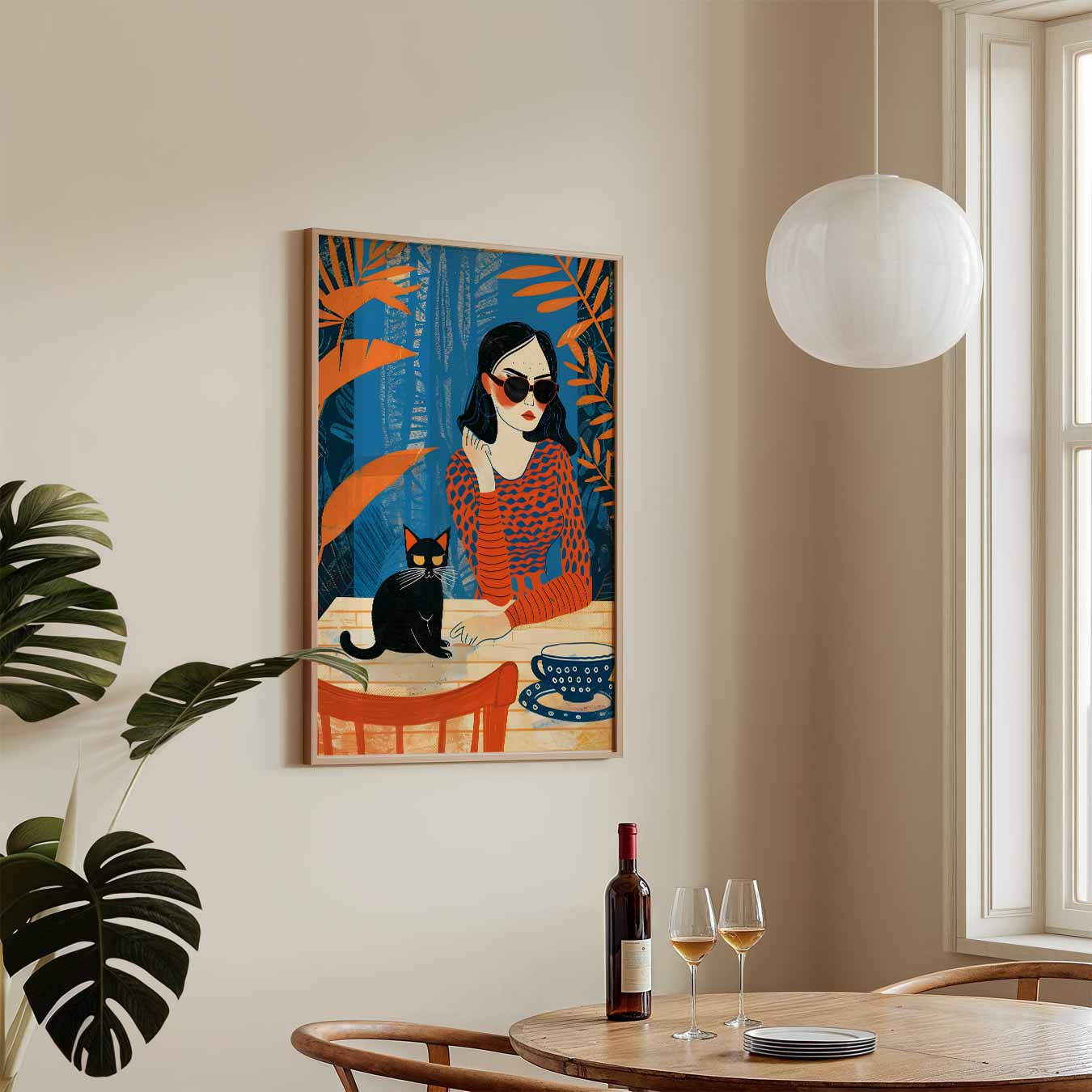 Stijlvolle Kat en Vrouw Poster-WallArtistic
