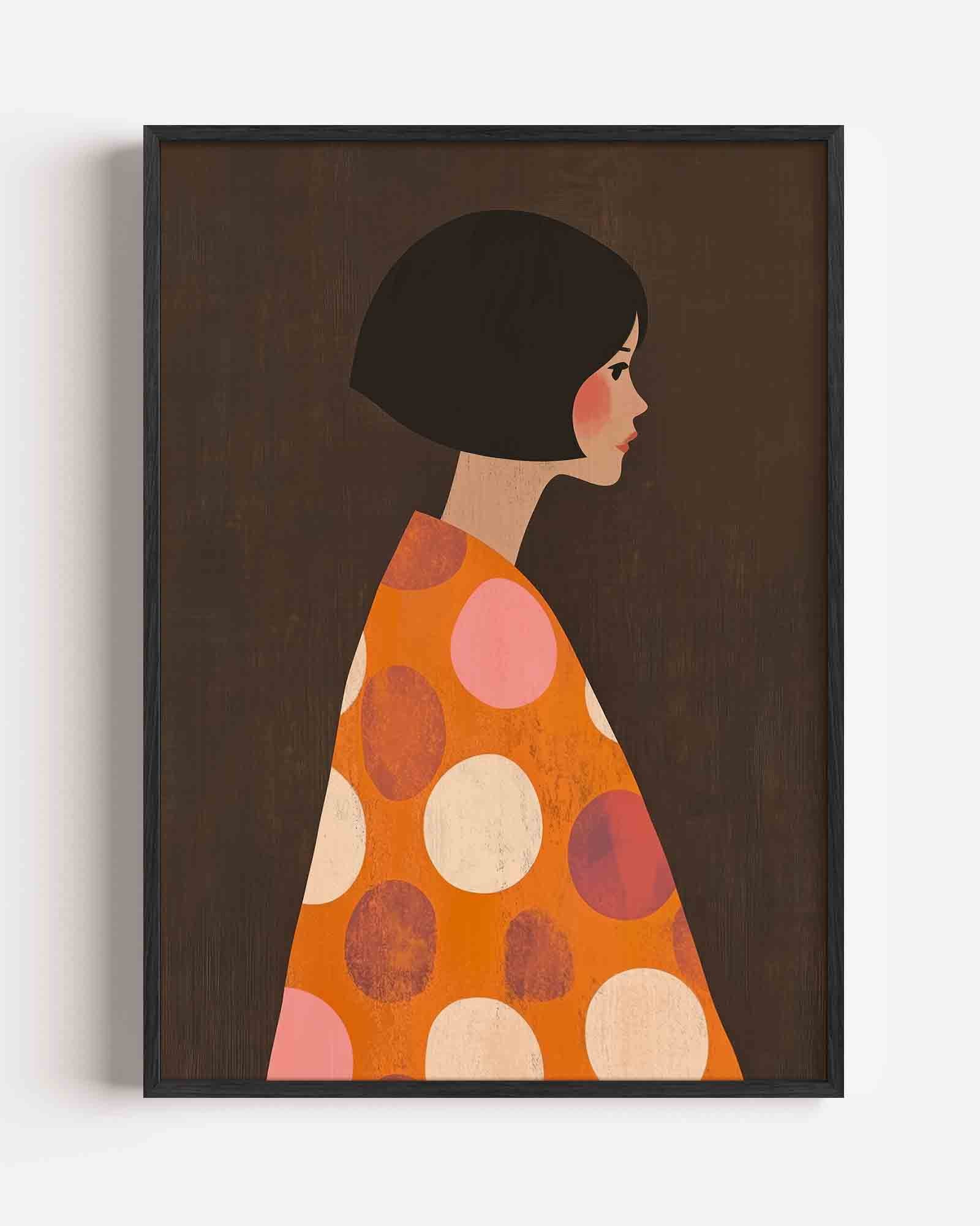 Vrouw met stippenjas Poster