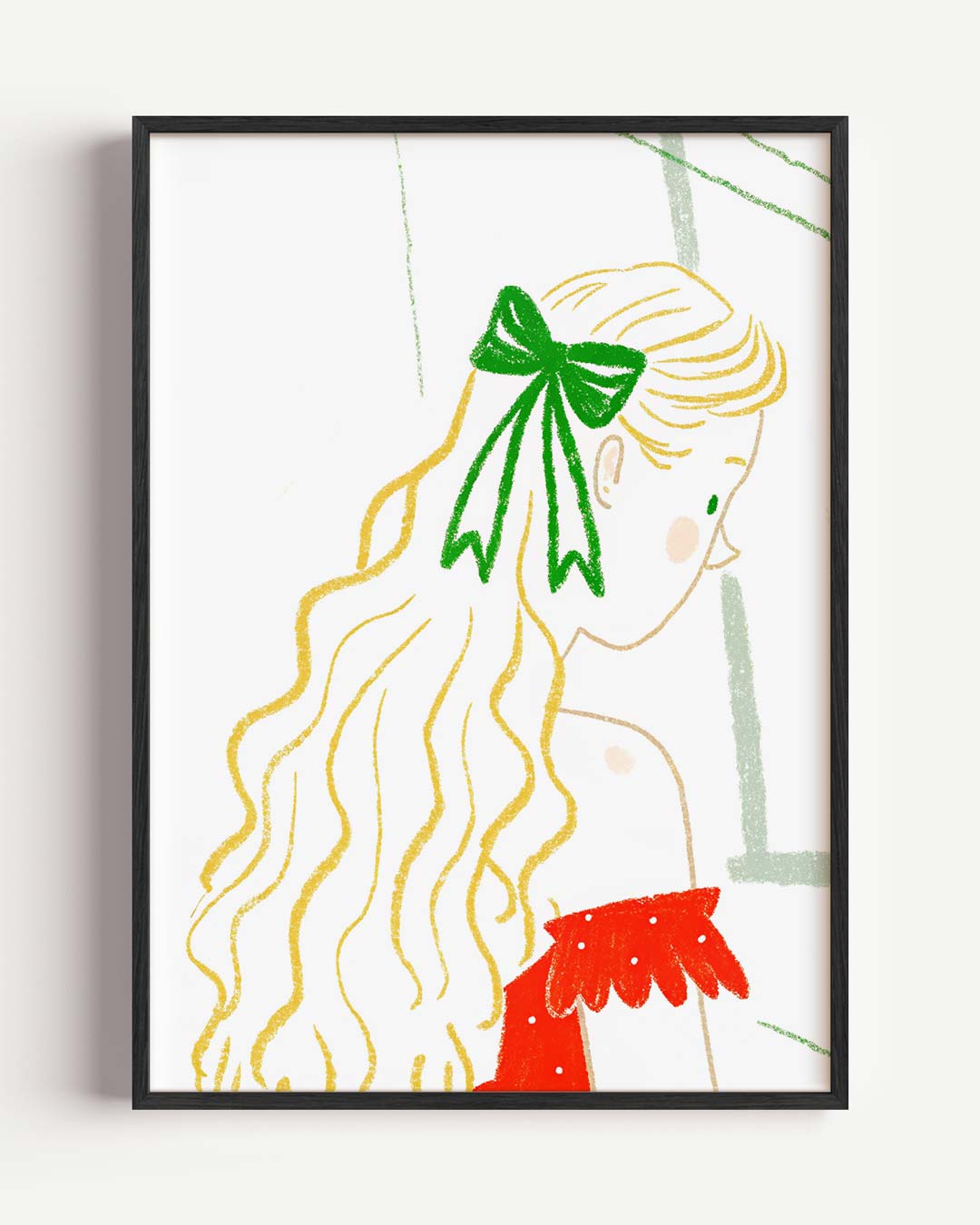 Dromerige Illustratie Van Meisje Met Strik Poster-WallArtistic