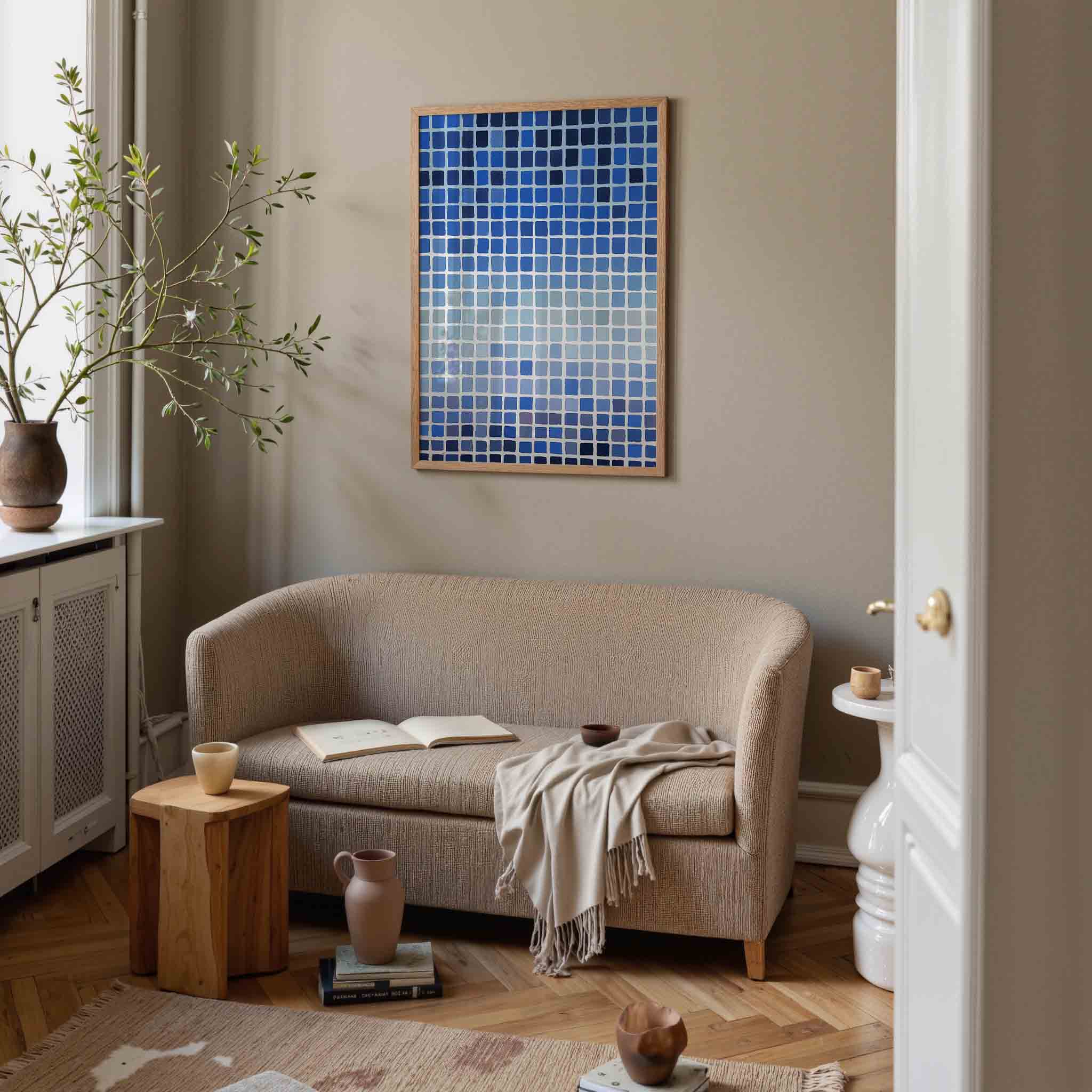 Blauwe vierkanten Poster