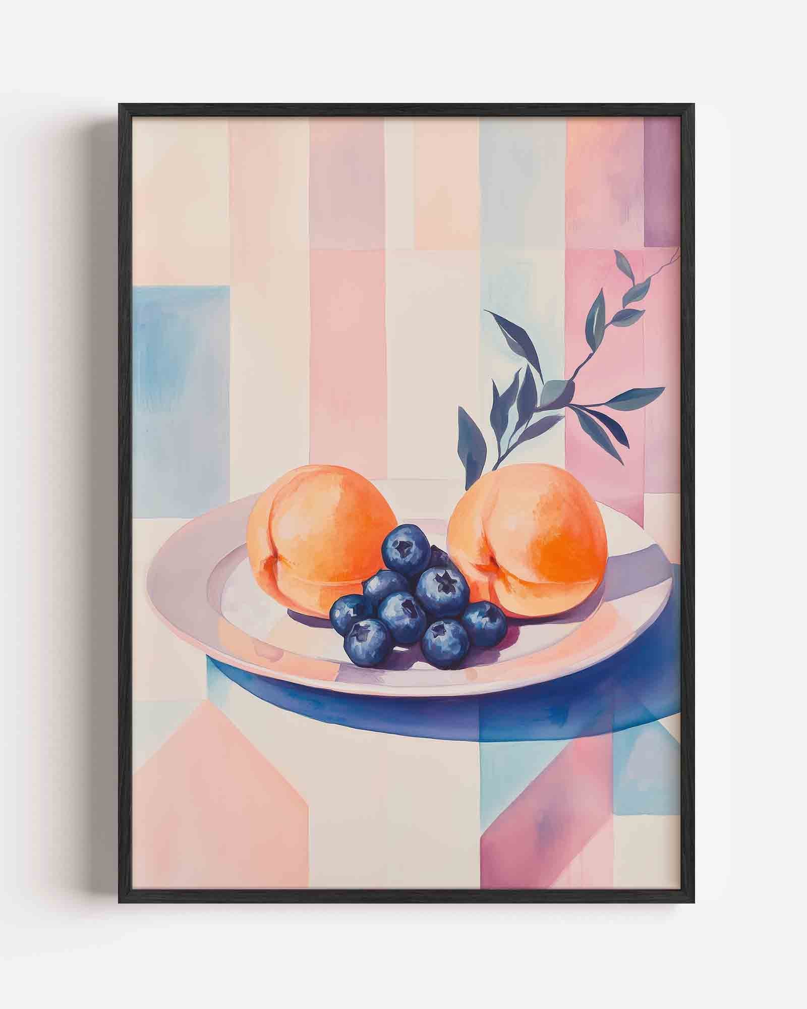 Perziken en blauwe bessen Poster