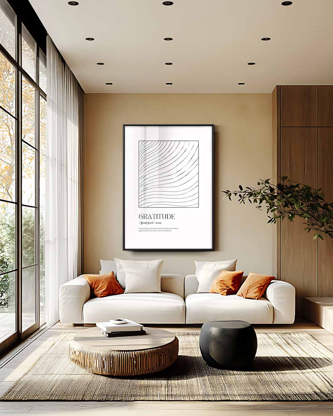 Dankbaarheid Lijntjeskunst Kunstwerk-canvas-dibond-plexiglas-wanddecoratie-WallArtistic