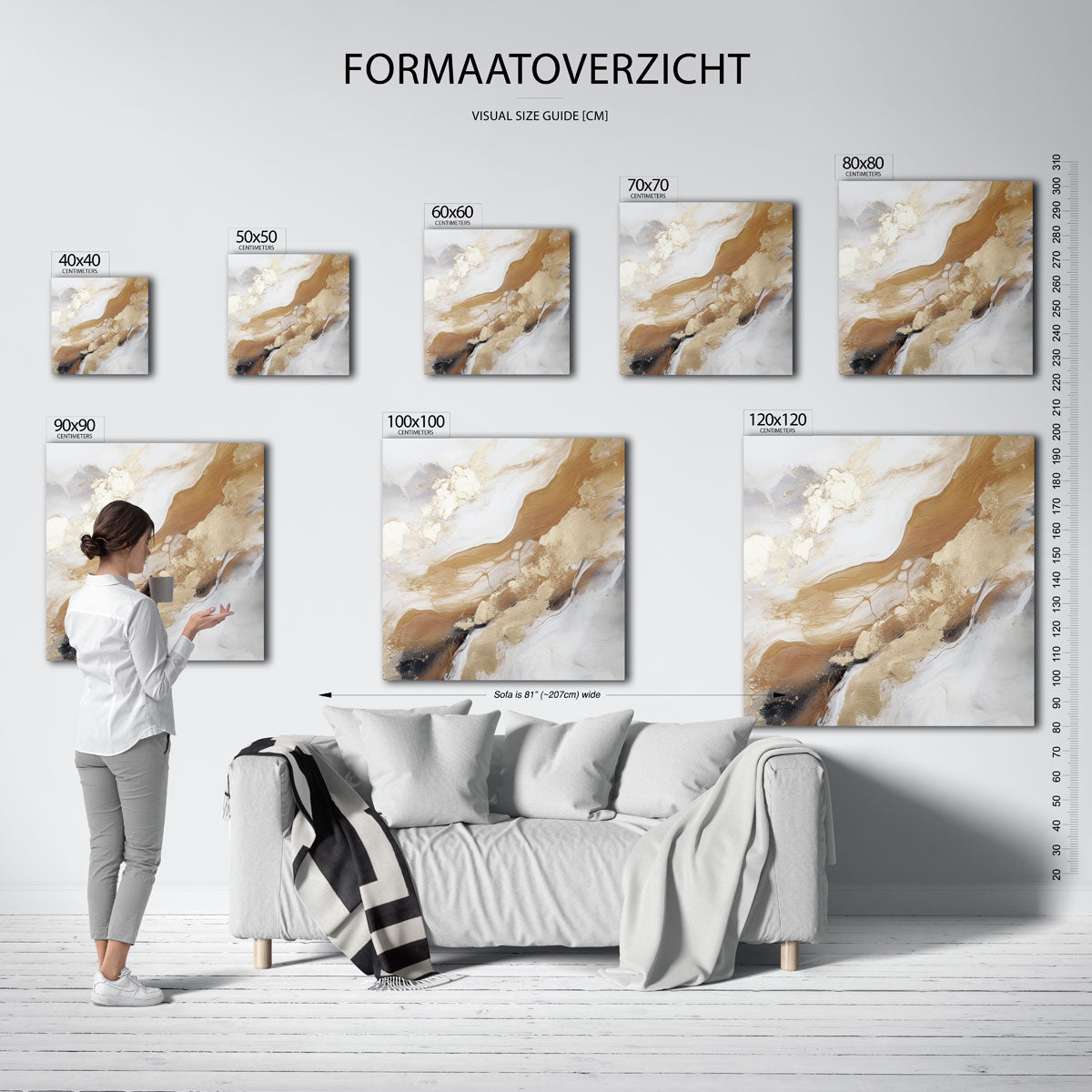 Abstracte beige en goud Poster