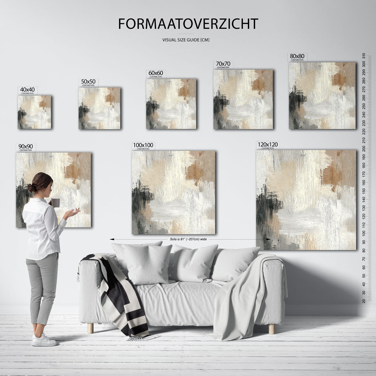 Abstracte beige en grijze Poster