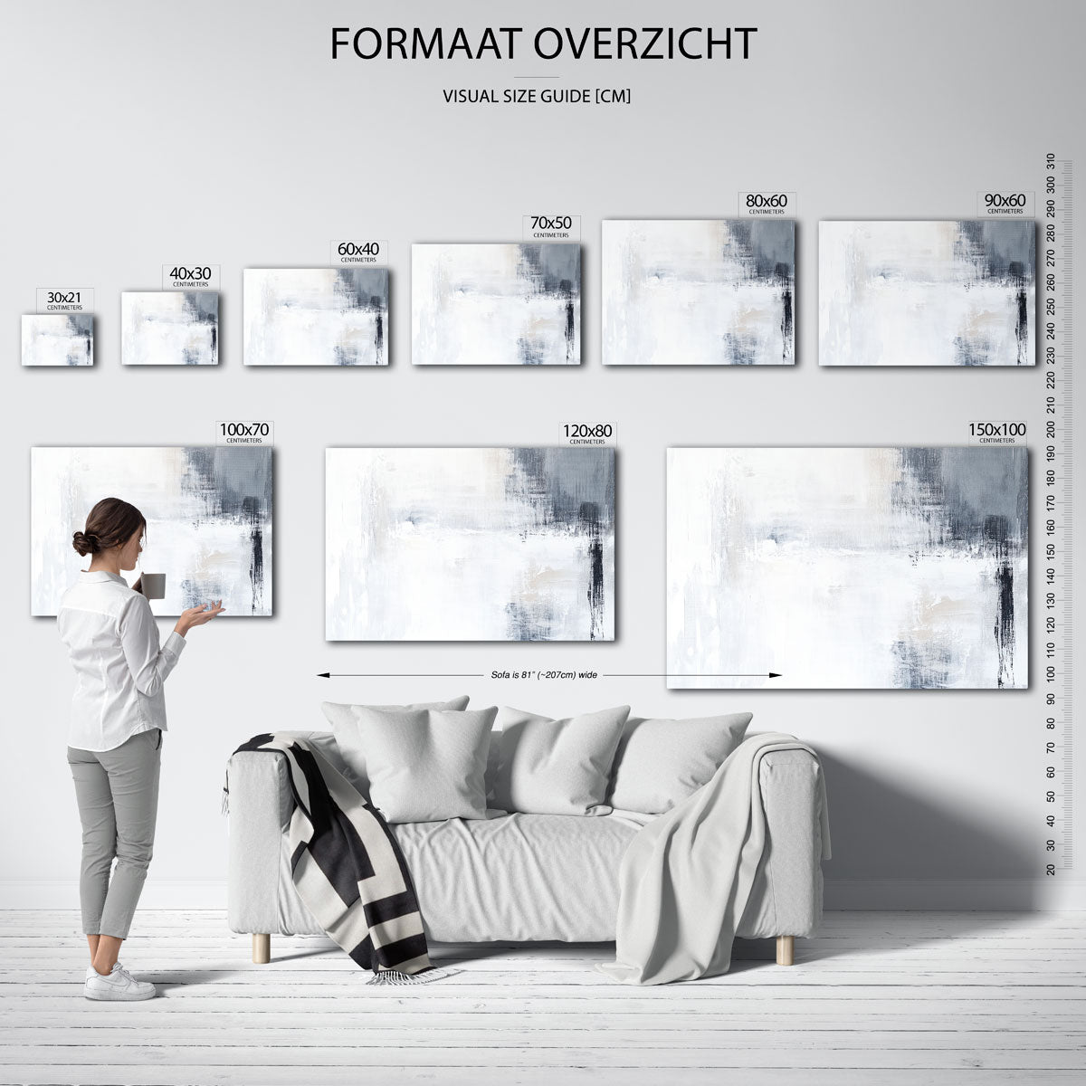Abstracte grijze en witte Poster