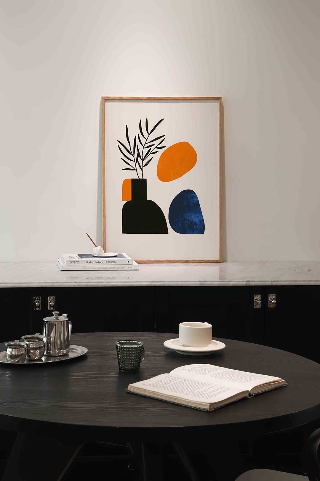 Abstracte vormen en bladeren Poster