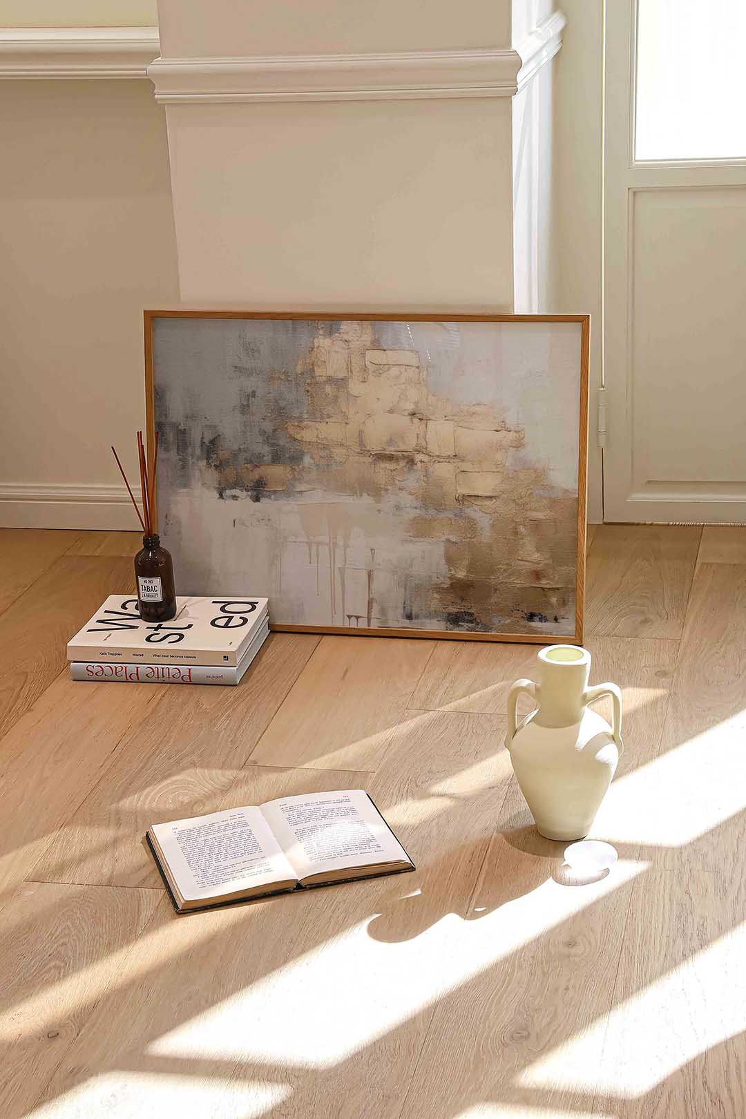 Abstracte beige en grijze textuur Poster