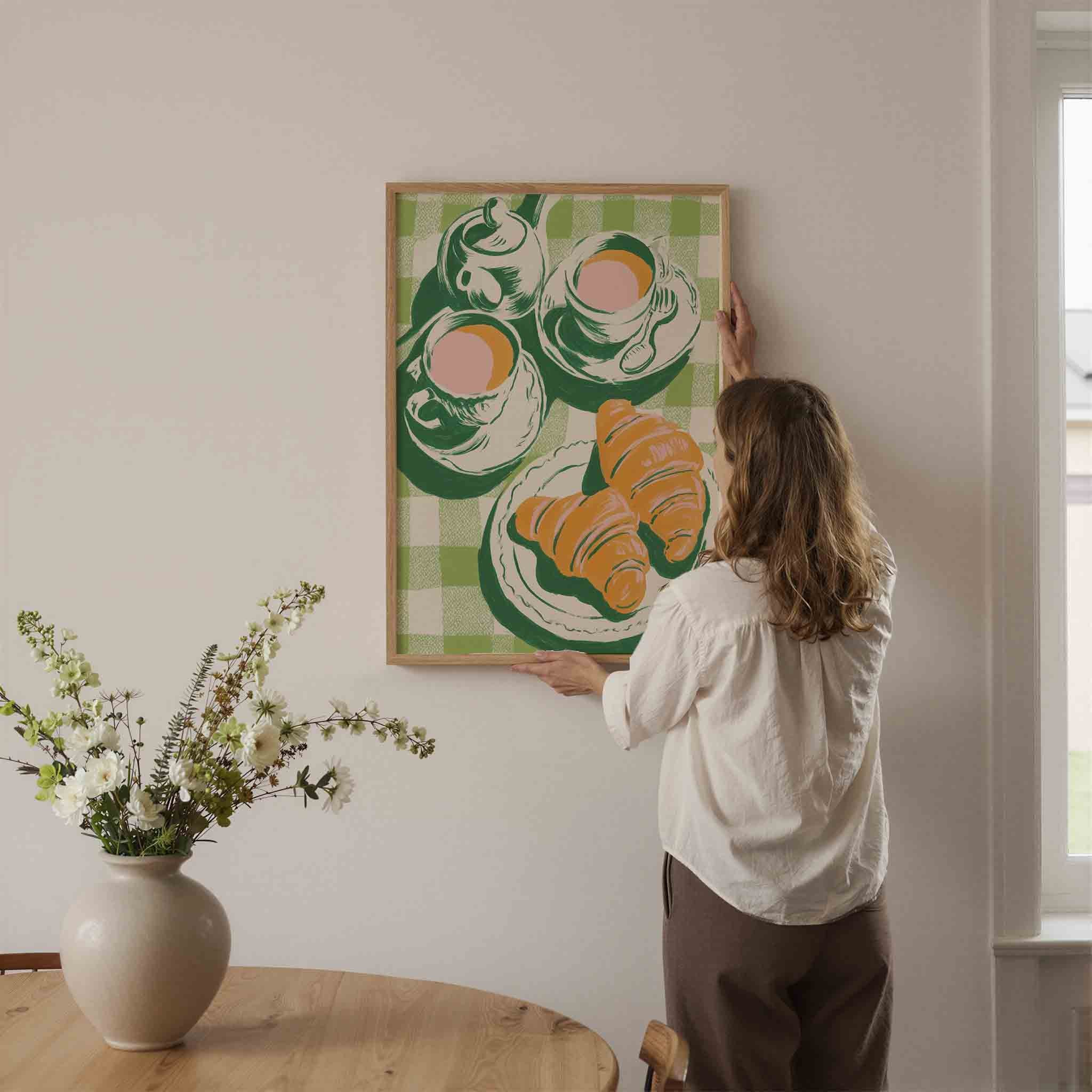 Ontbijt met croissants Poster