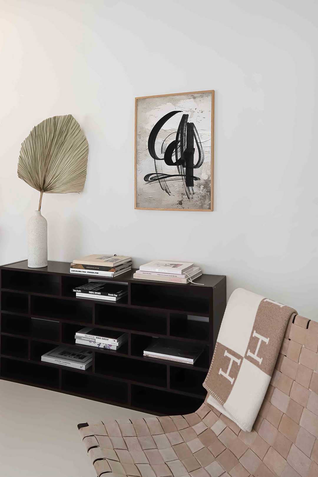 Abstracte zwarte penseelstreken Poster