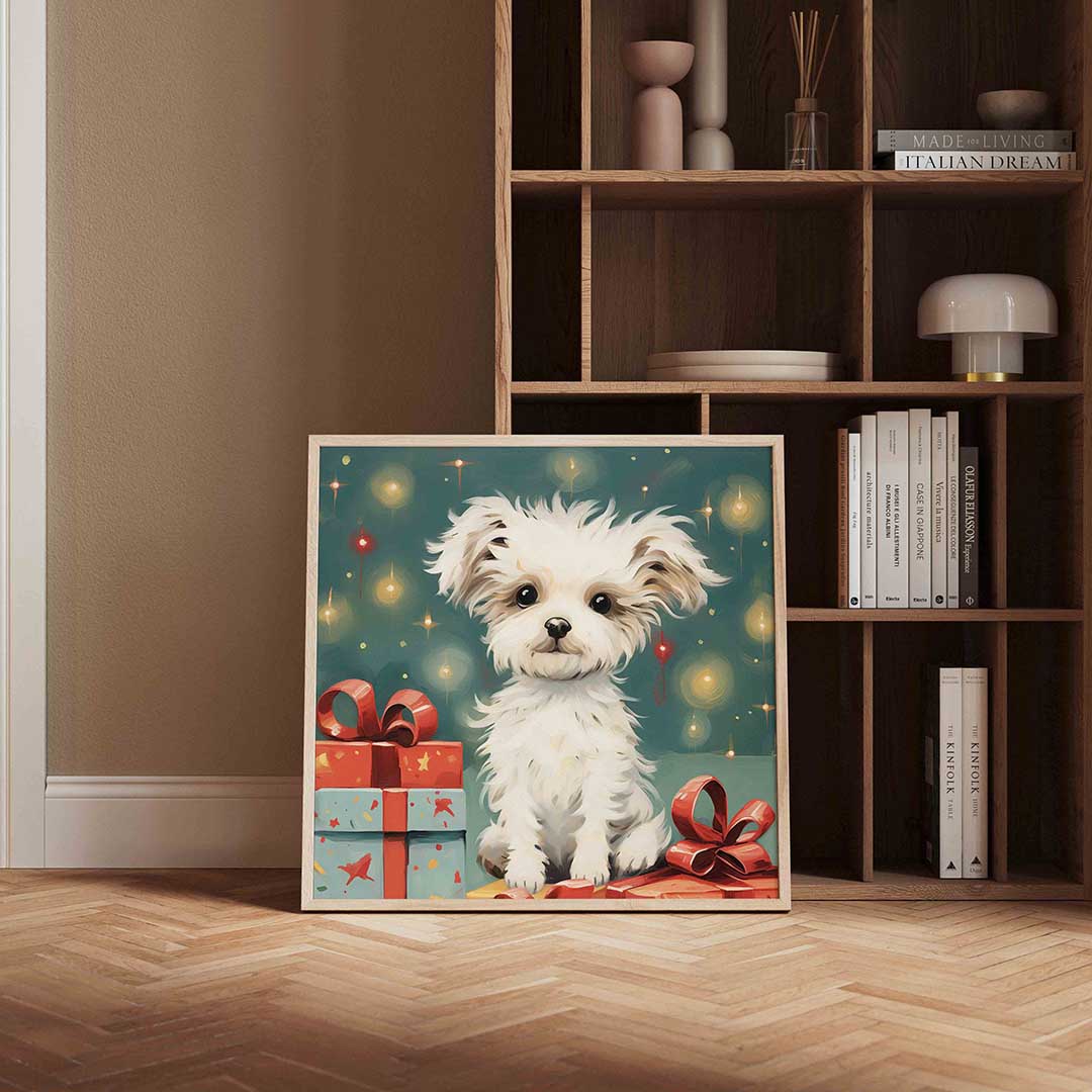 Schattige hond met cadeaus Poster