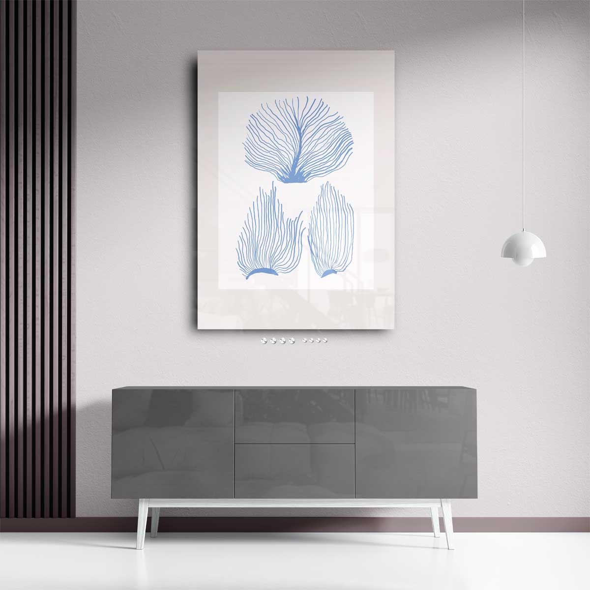 Blauwe Zeeplanten Illustratie Kunstwerk-canvas-dibond-plexiglas-wanddecoratie-WallArtistic