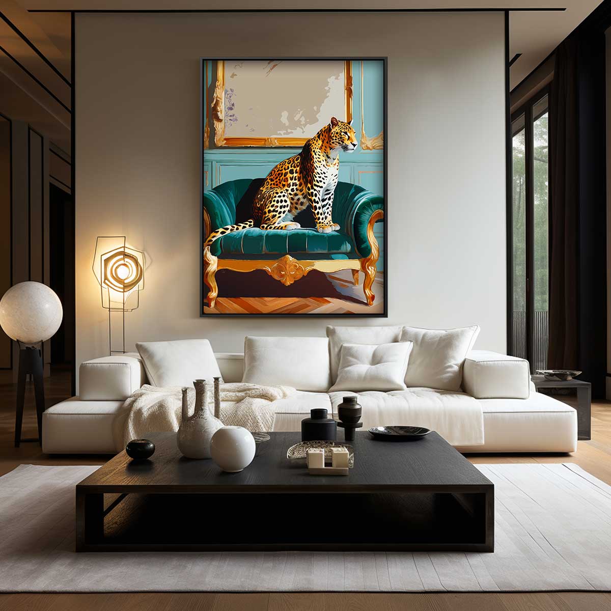 Luxe Leopard op Chique Sofa Kunstwerk