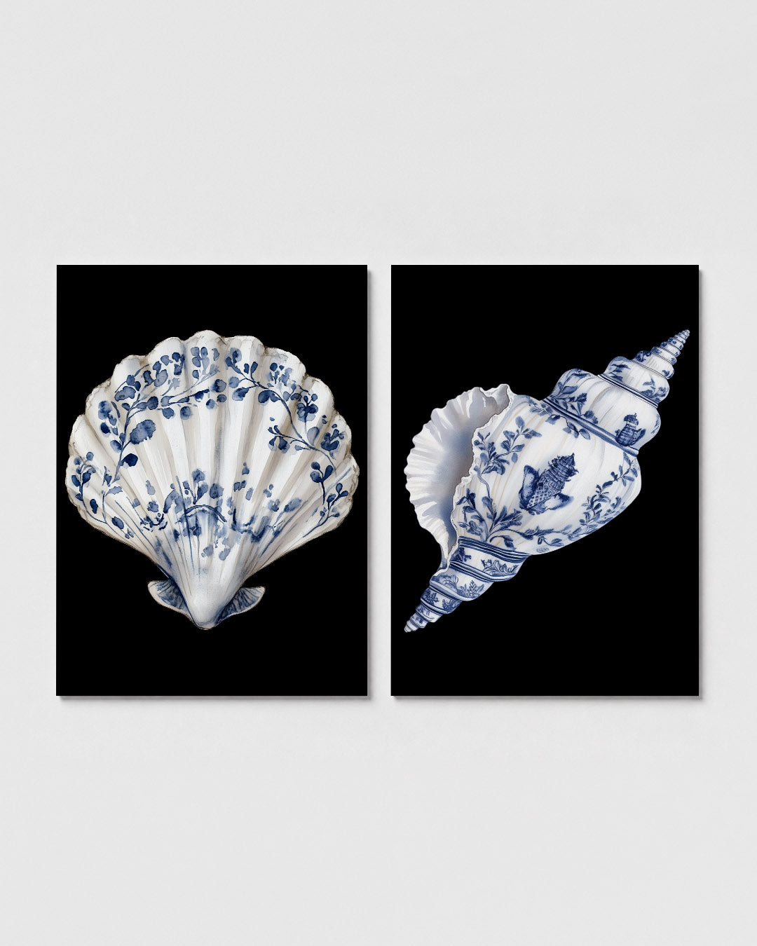 Blauwe schelpdetails Posterset