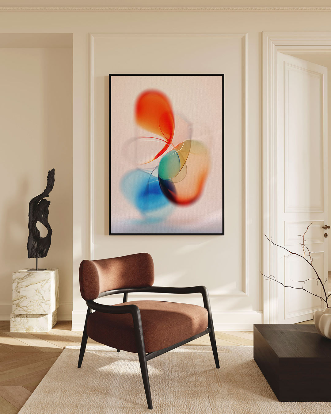 Vloeiende kleurencompositie Kunstwerk