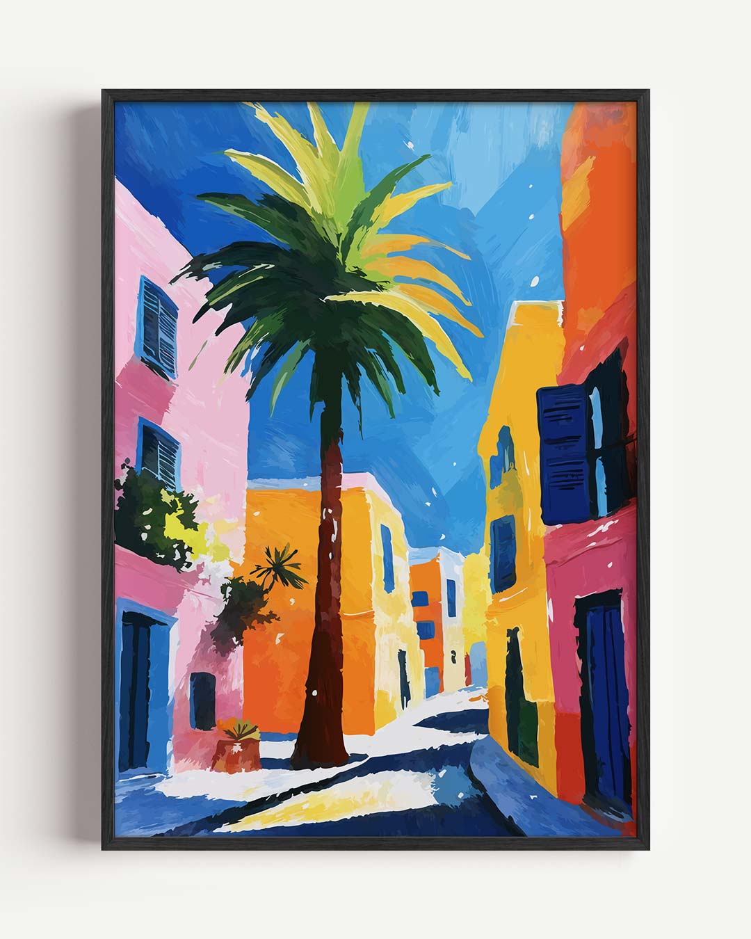 Kleurrijke Straat met Palmbomen Poster-WallArtistic