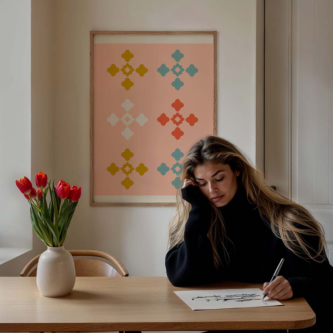 Retro Bloemenpatroon Poster-WallArtistic