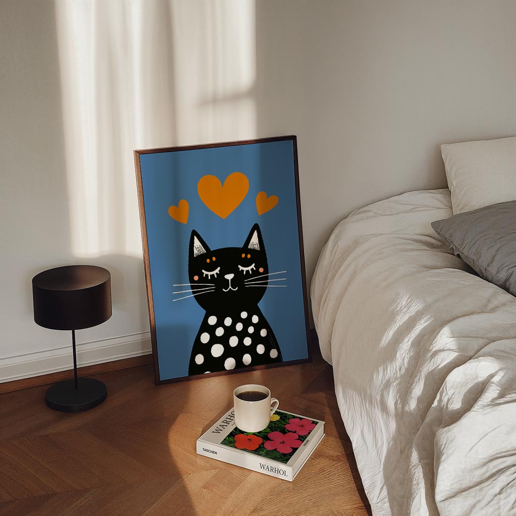 Slaapende Kat met Hartjes Poster-WallArtistic