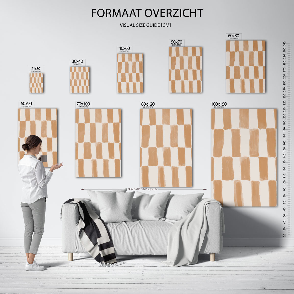 Beige rechthoeken Poster