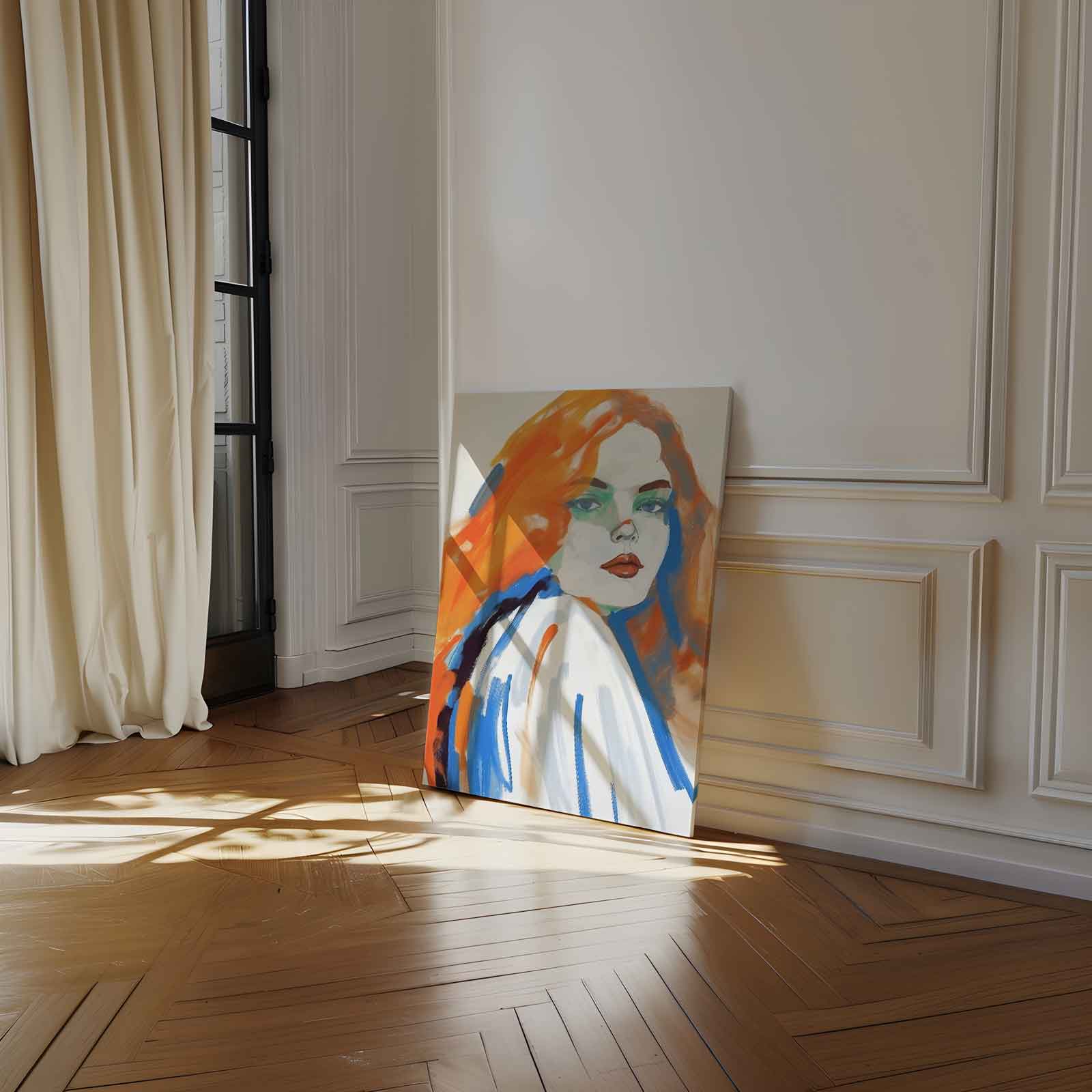 Dromerige Tinten: Vrouw in Kleur Kunstwerk-canvas-dibond-plexiglas-wanddecoratie-WallArtistic