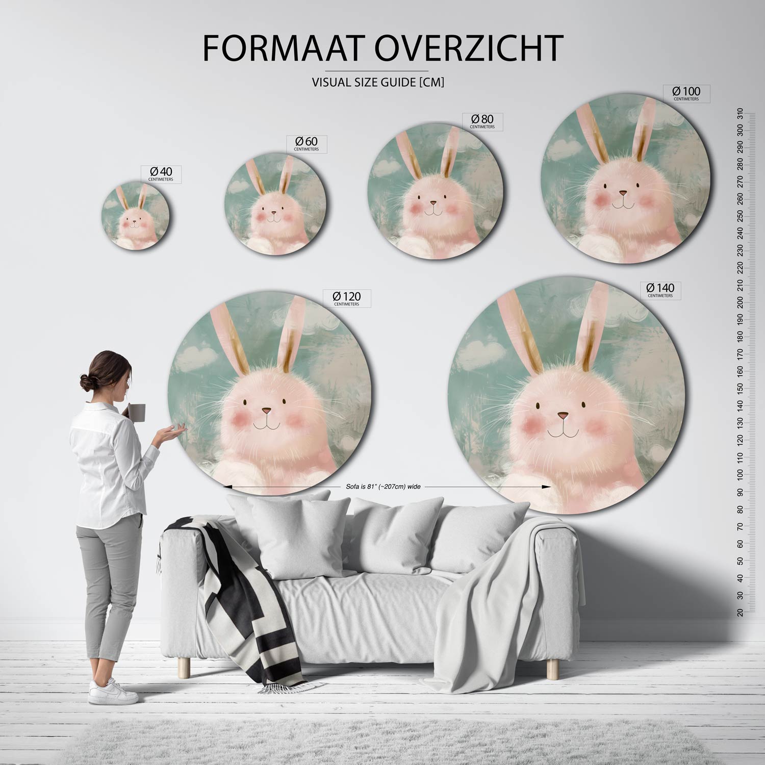 Schattige konijn Muurcirkel