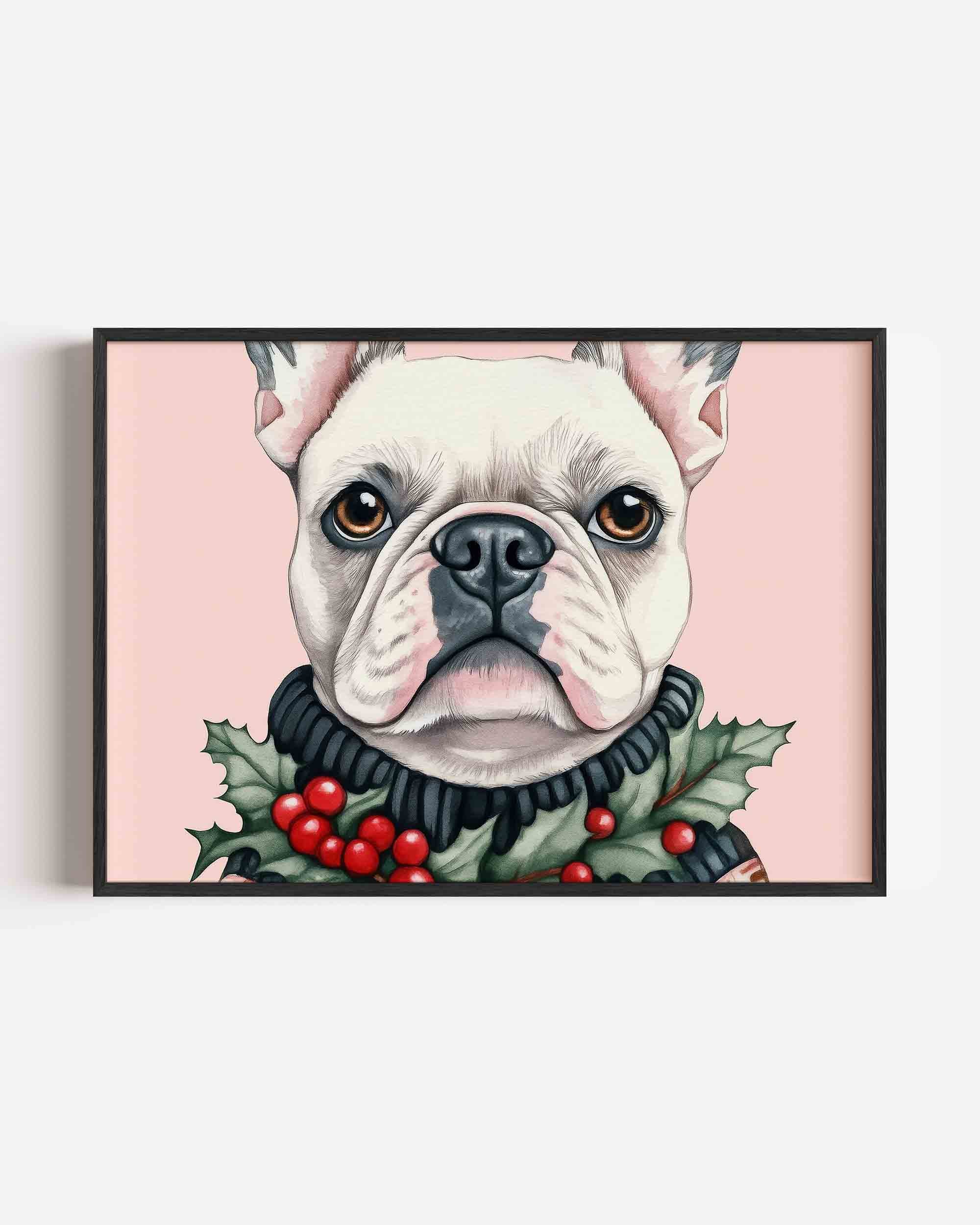 Franse bulldog met hulst Poster