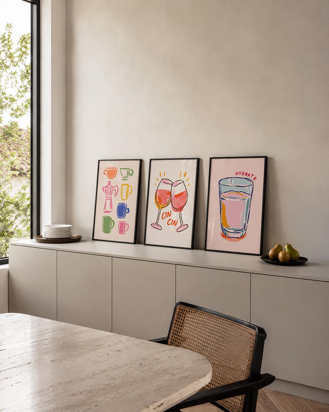 Kleurrijke koffievormen Posterset