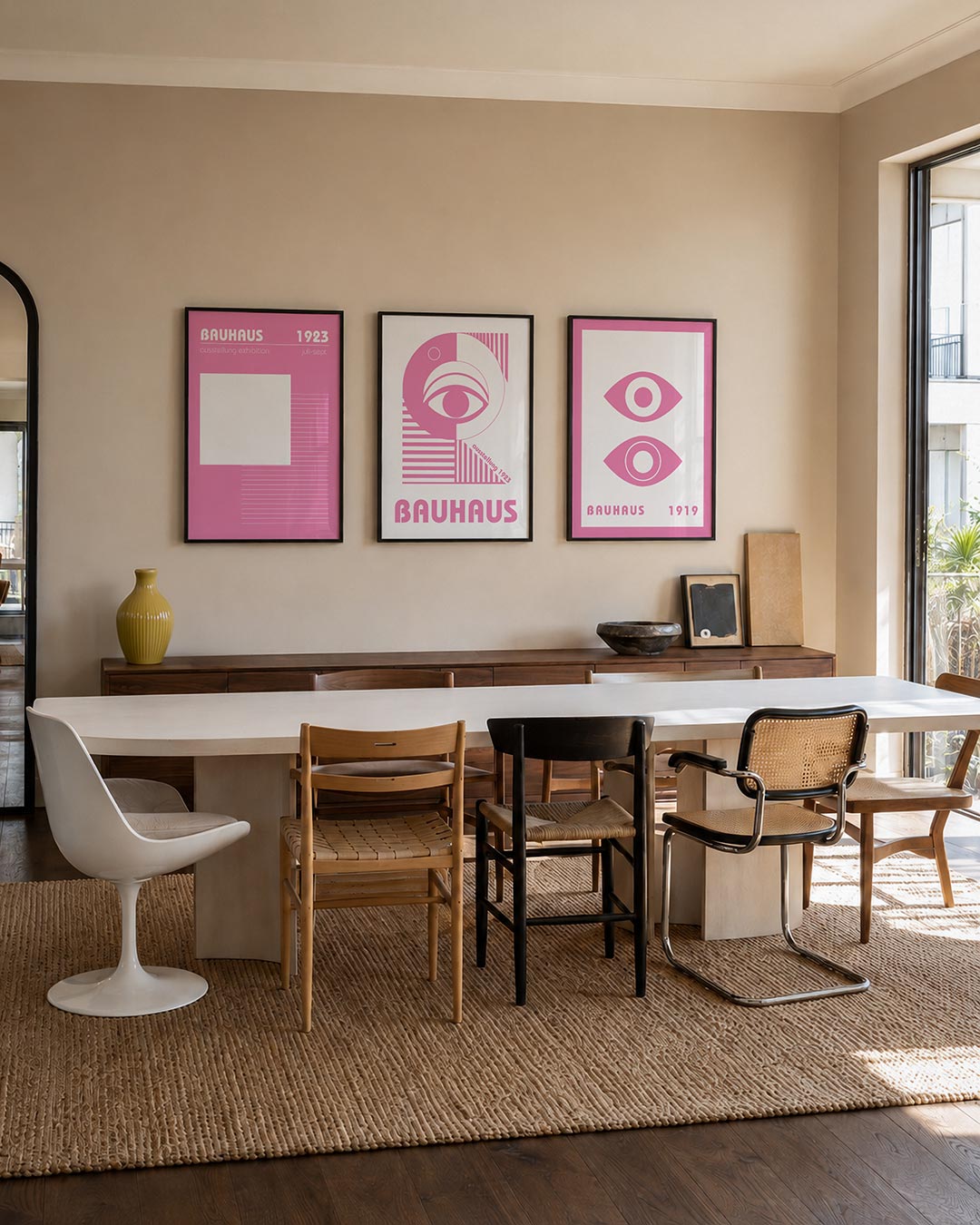 Roze lijnenspel Posterset