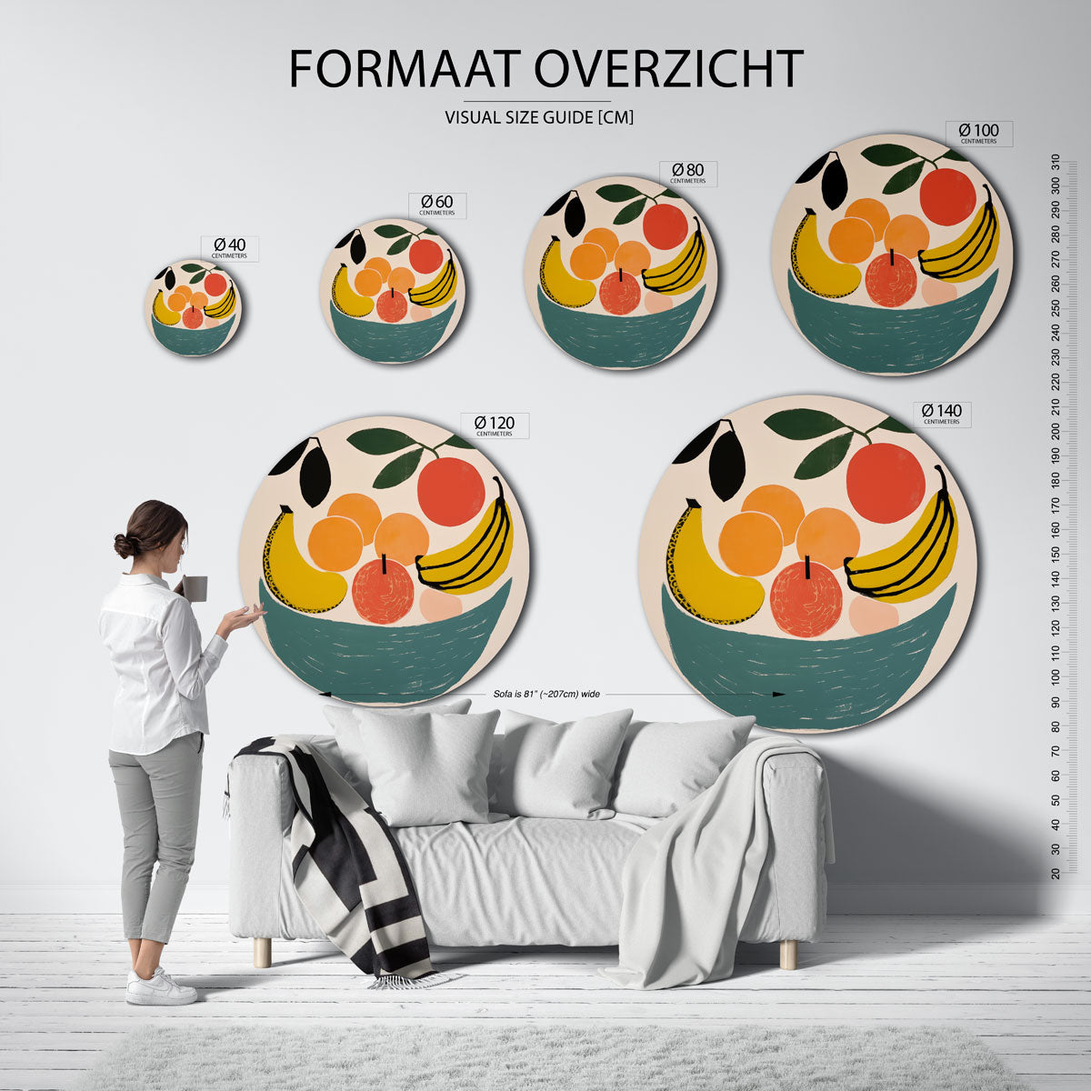 Fruit in schaal Muurcirkel