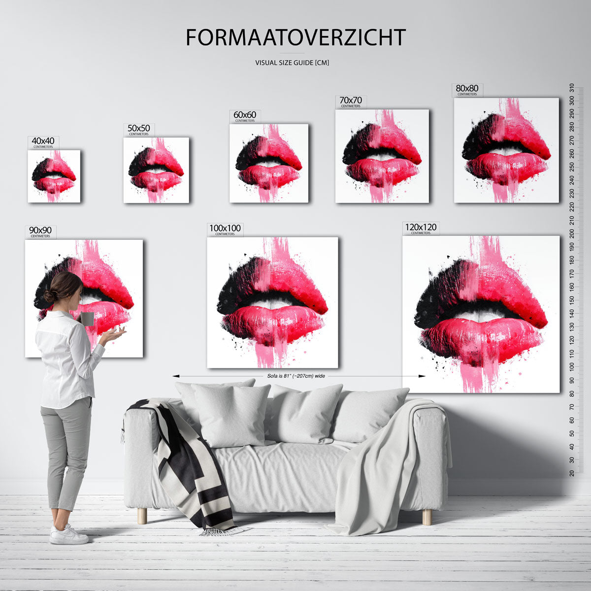 Lippen in zwart en roze Poster
