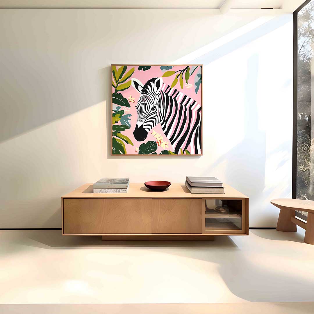 Zebra en bladeren Poster