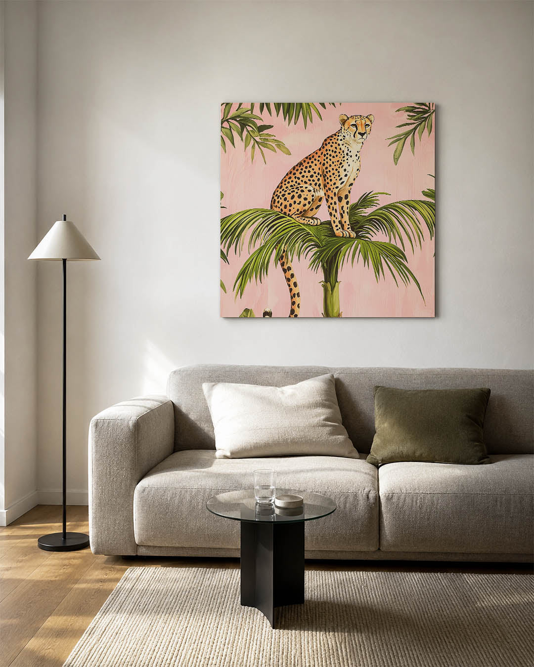 Luipaard op palm Kunstwerk