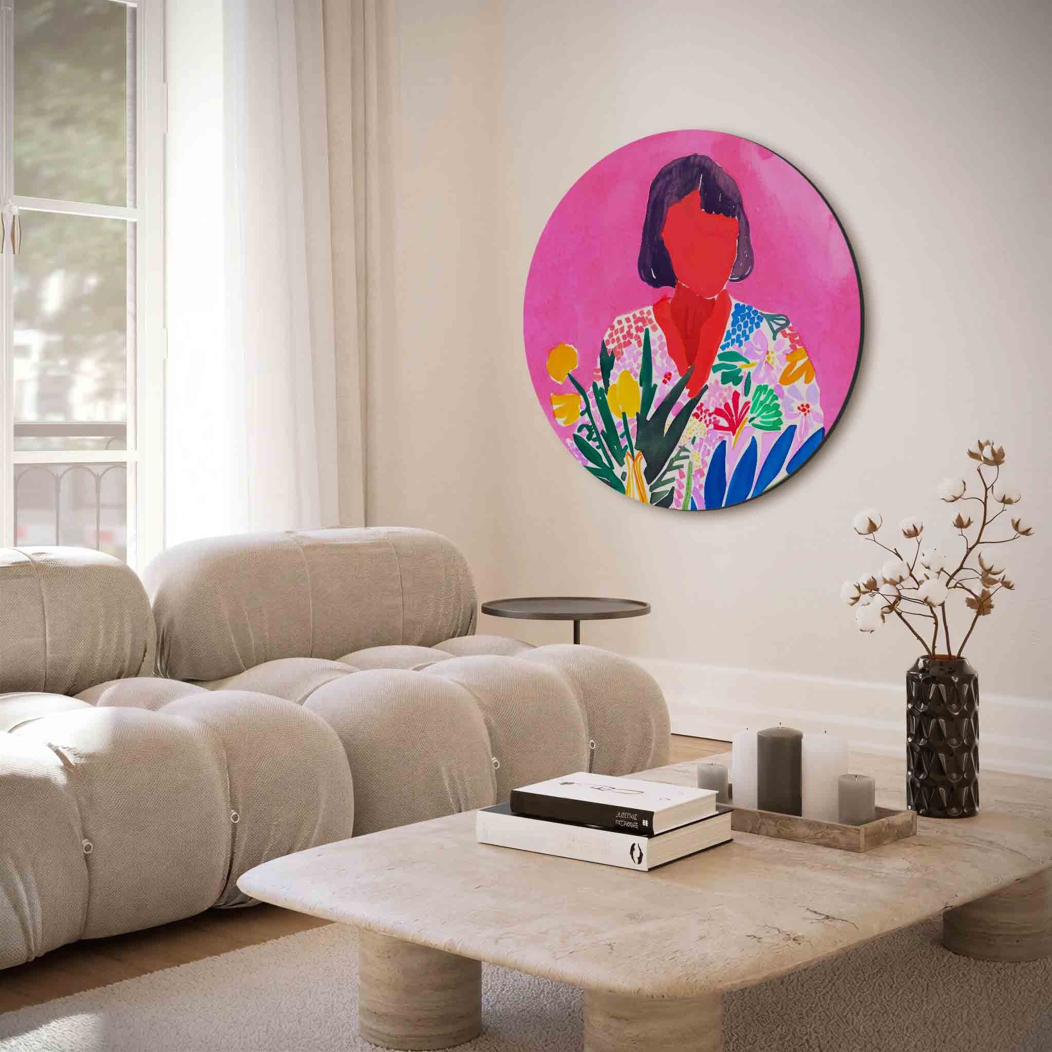 Vrouw met bloemen Muurcirkel