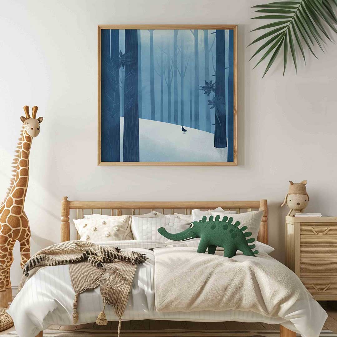 Boslandschap met vogel Poster