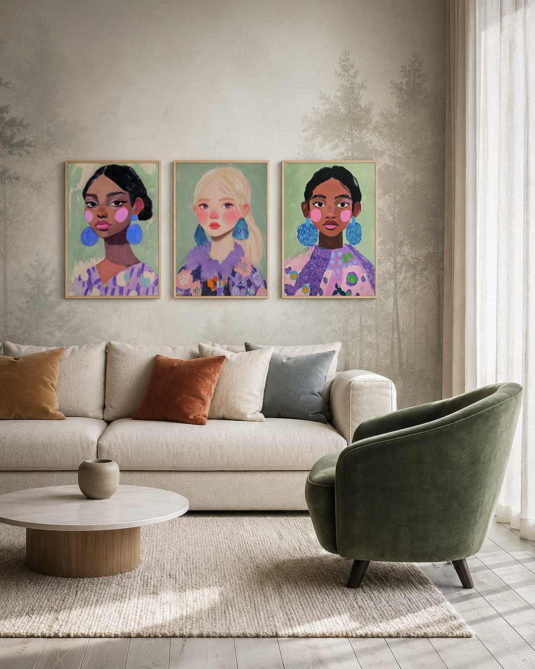 Kleurrijke portretuitdrukking Posterset