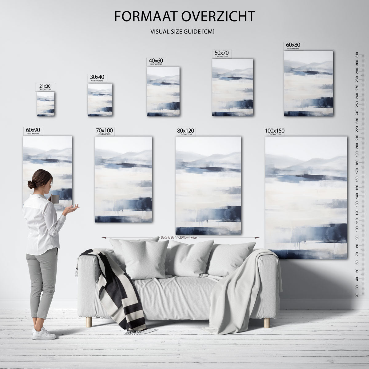 Landschap in blauw en wit Poster