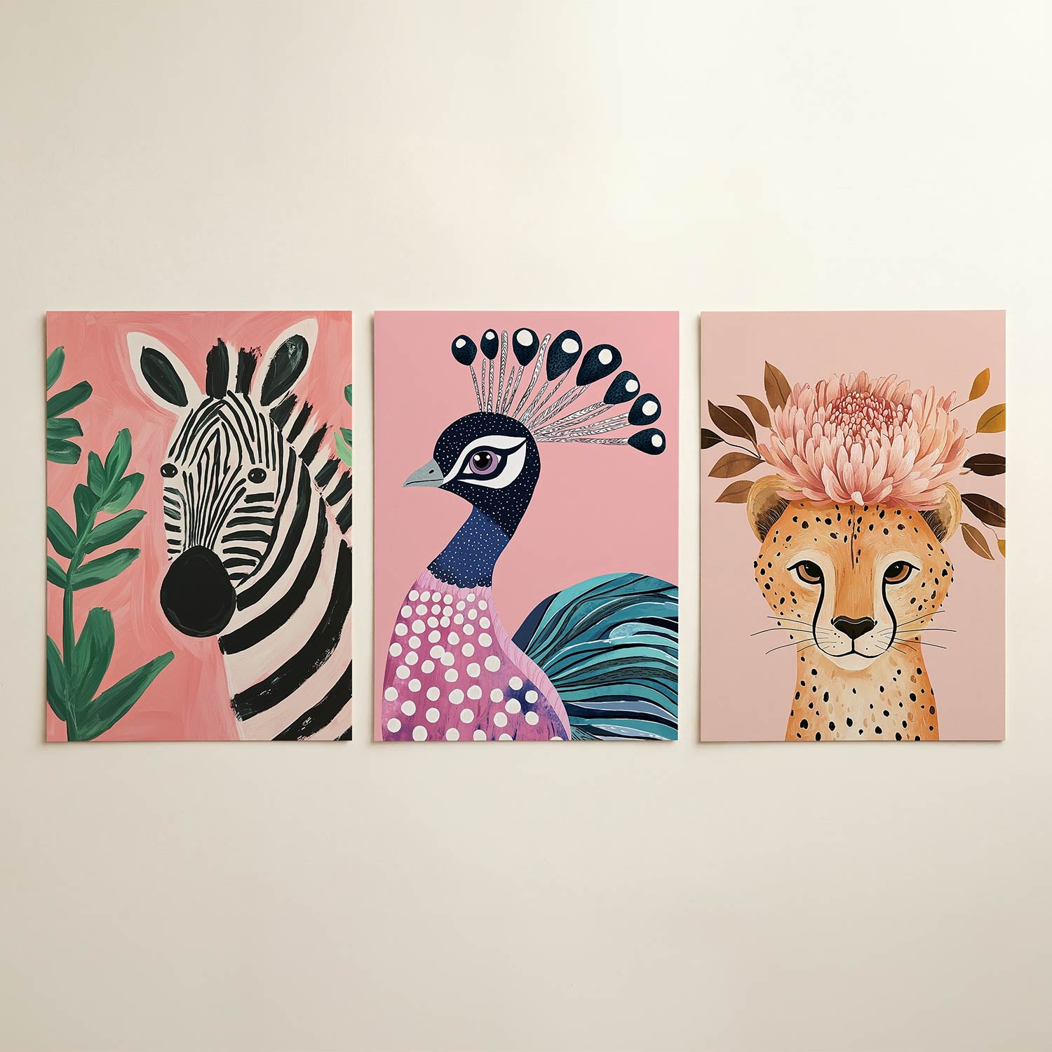 Zebra en bladeren Posterset
