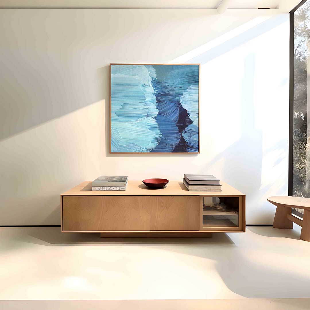 Blauwe penseelstreken Poster