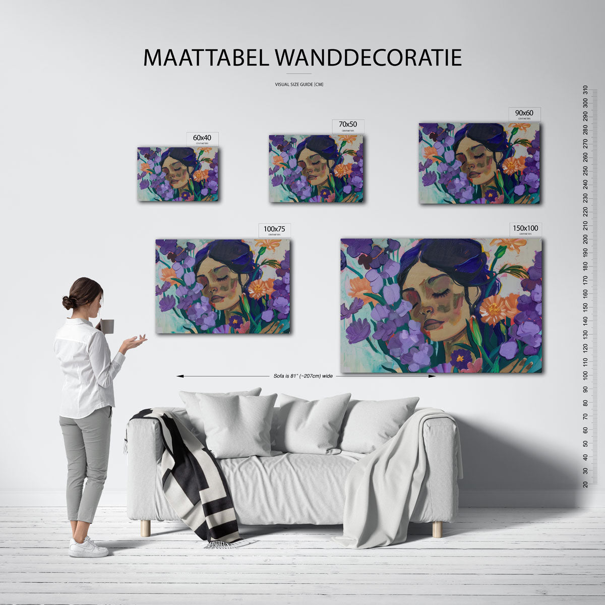 Dromerige bloemenportret Kunstwerk