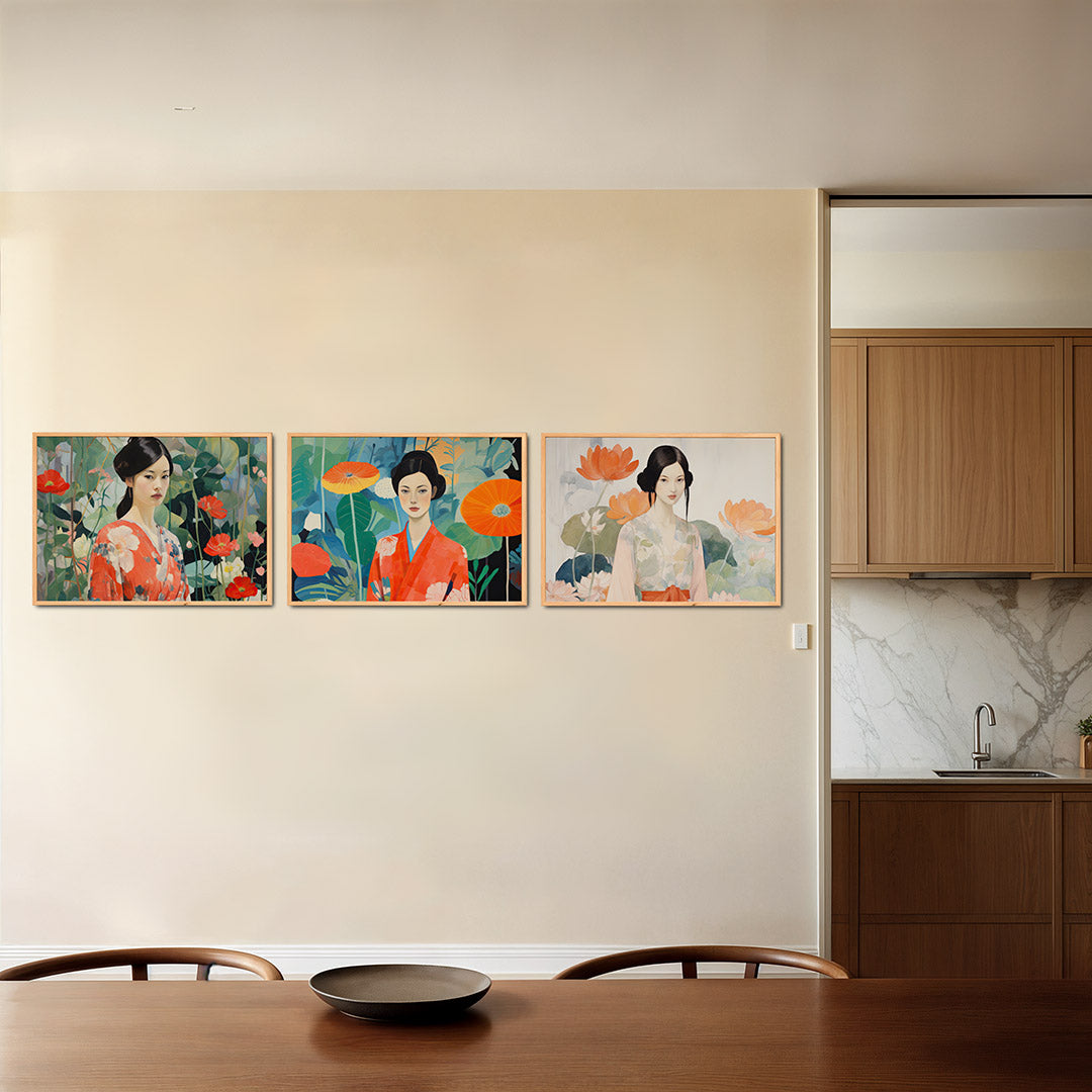 Bloemen en vrouw Posterset