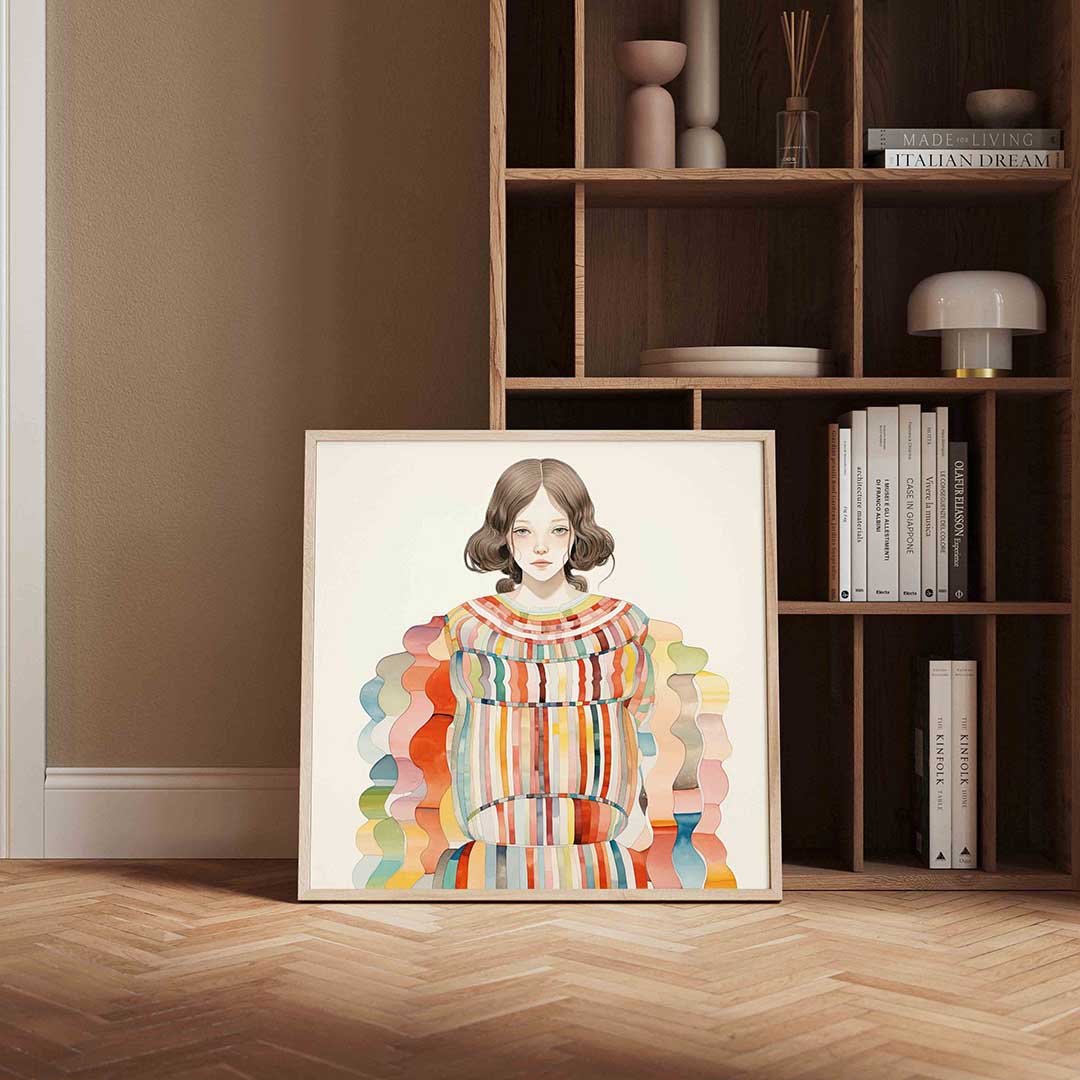 Vrouw met kleurrijke strepen Poster