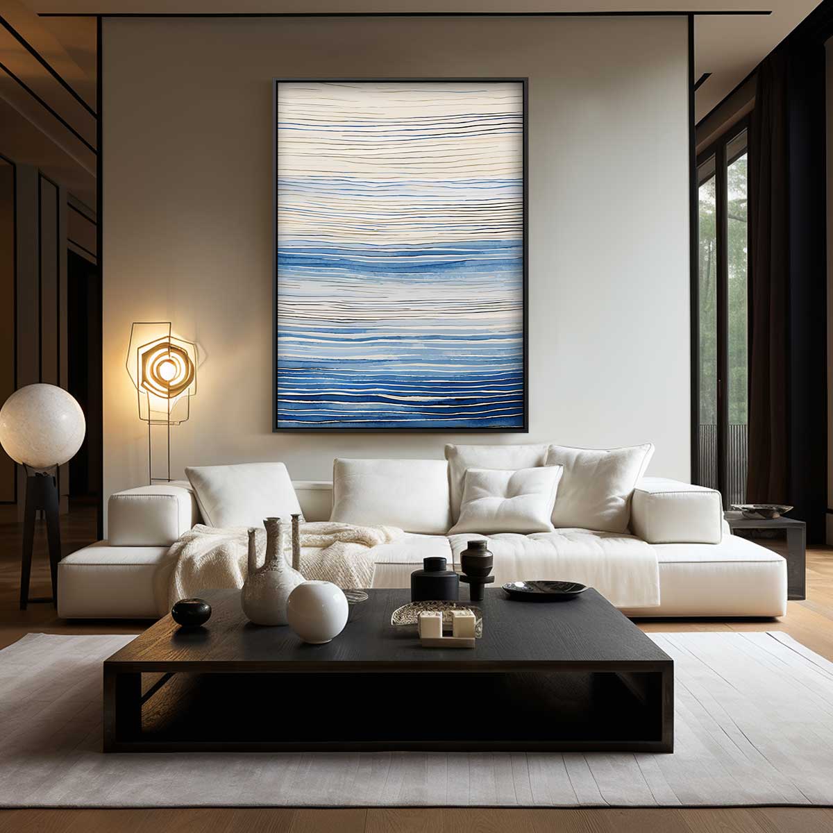 Blauwe Golven in Harmonie Kunstwerk-canvas-dibond-plexiglas-wanddecoratie-WallArtistic