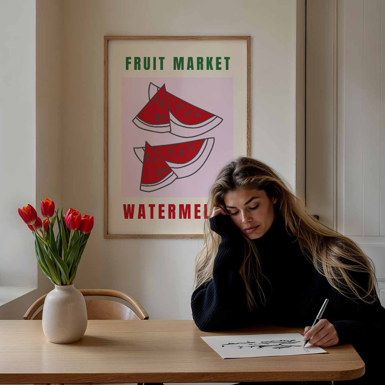 Vrolijke Watermeloen Poster-WallArtistic